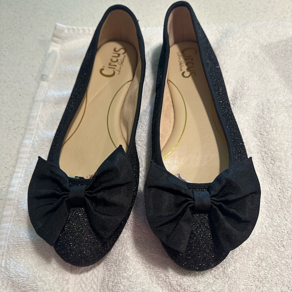 Circus by Sam Edelman Glittery Black Flats with Bow